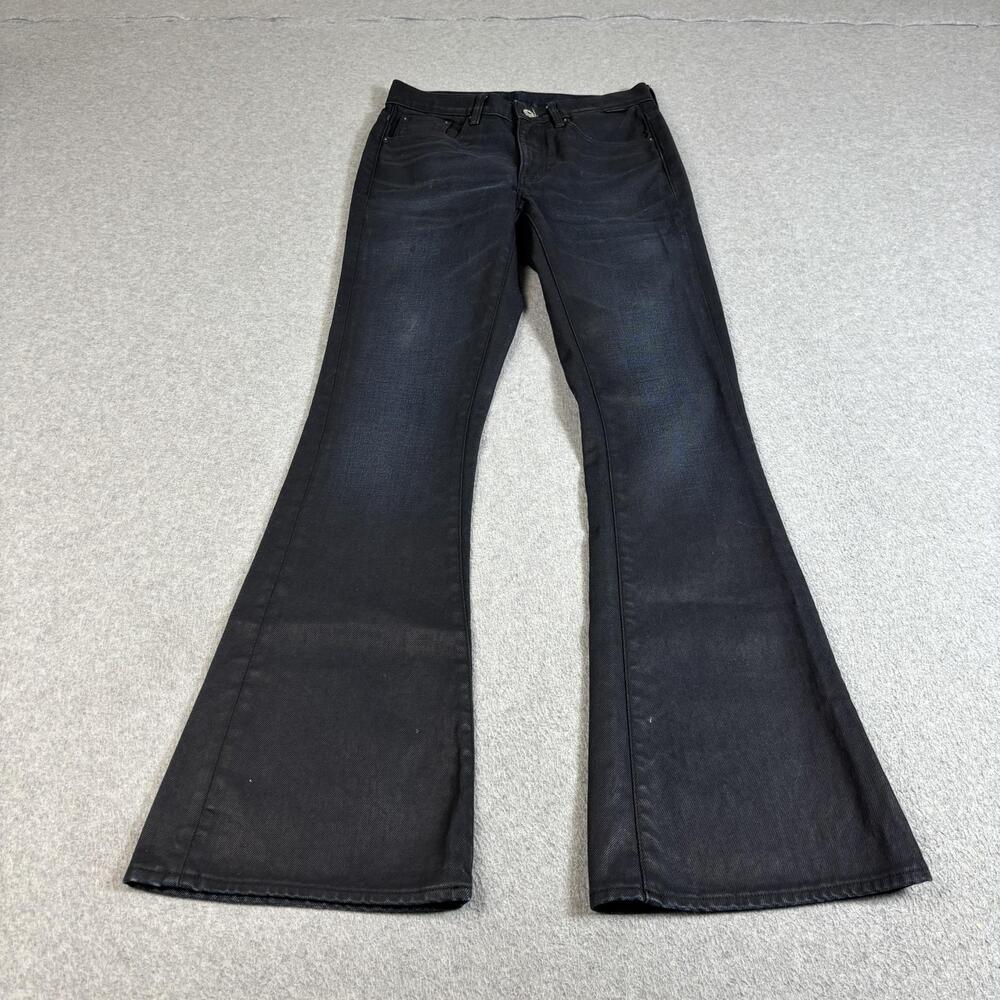 G-Star RAW 3301 Flare Jeans Women 26/32 Black Dark Wash Denim Pant Sustainable